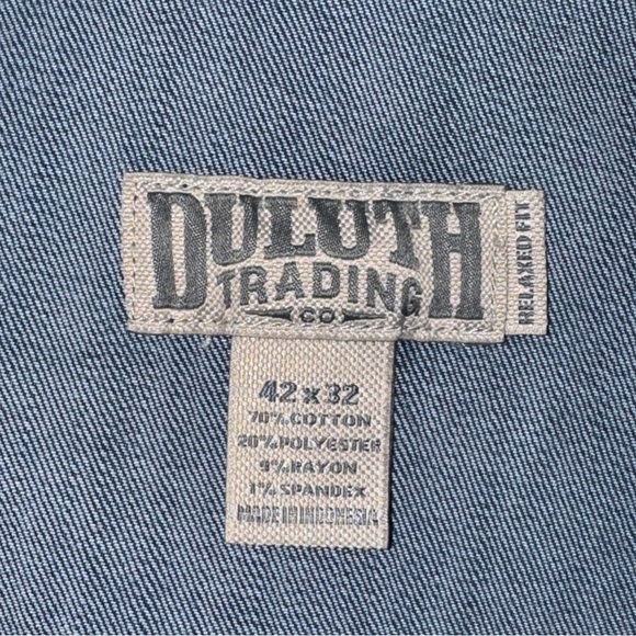 Duluth Trading Co Jeans Men 42x32 Blue Ballroom Double Flex Relaxed Fit Denim - Picture 4 of 10